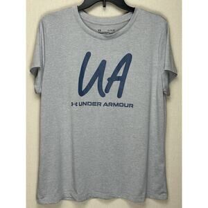 Under Armour Loose Heat Gear Women T-Shirt Size XL Gray With Blue